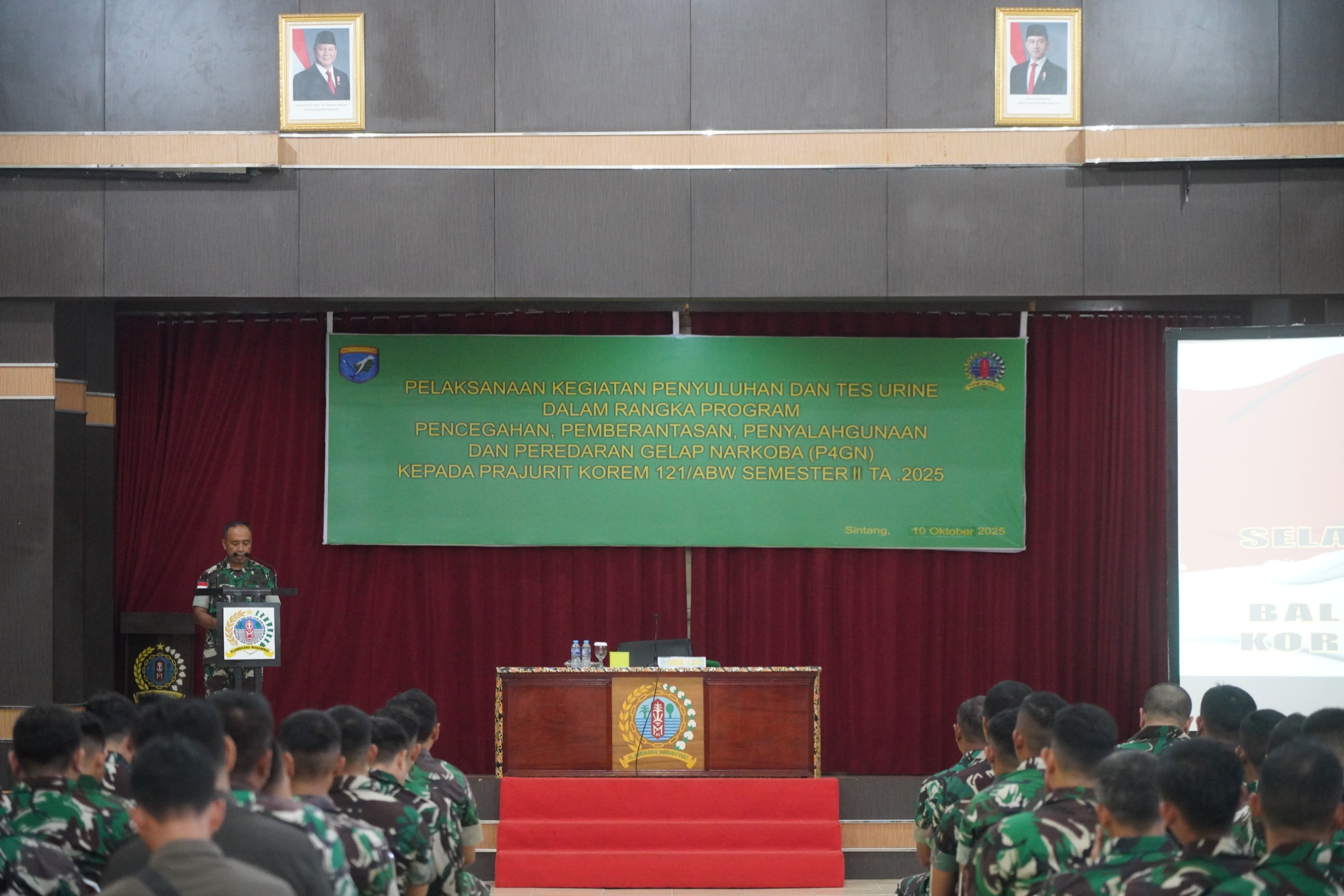 Wujudkan bangsa yang sehat, produktif, dan bebas narkoba, Kasrem 121/Abw Kolonel Inf Dadang Ismail Marzuki, buka kegiatan Pencegahan, Pemberantasan, Penyalahgunaan dan Peredaran Gelap Narkoba (P4GN)